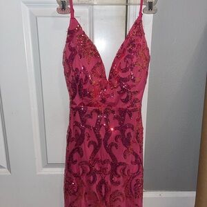 Elegant Pink Sequin Dress
